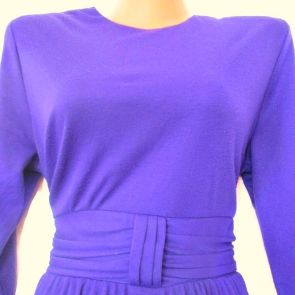 1980s vintage purple modest midi swing dress size medium - Picture 3 of 3